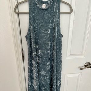 Blue crushed velvet dress
